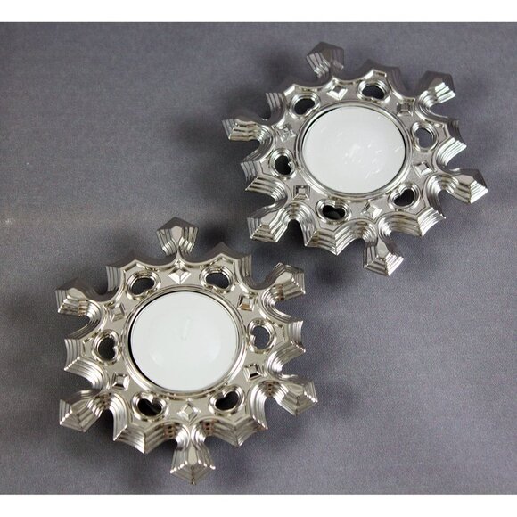Lenox Silverplated Snowflake Votive Candle Holder Set of 2 American By Design - Picture 2 of 10